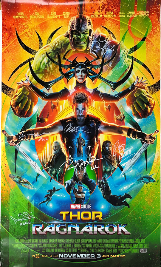 Thor Ragnarok Multi-Signed Cast Poster - SWAU Authenticated