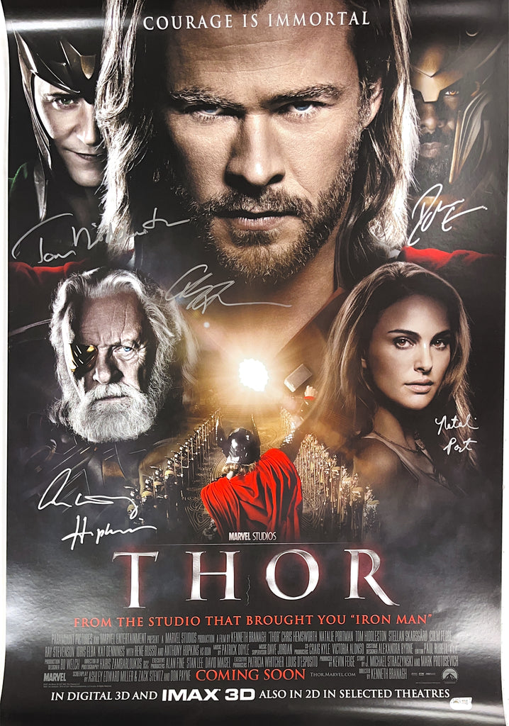 Thor Multi-Signed Cast Linen Backed Poster - SWAU Authenticated