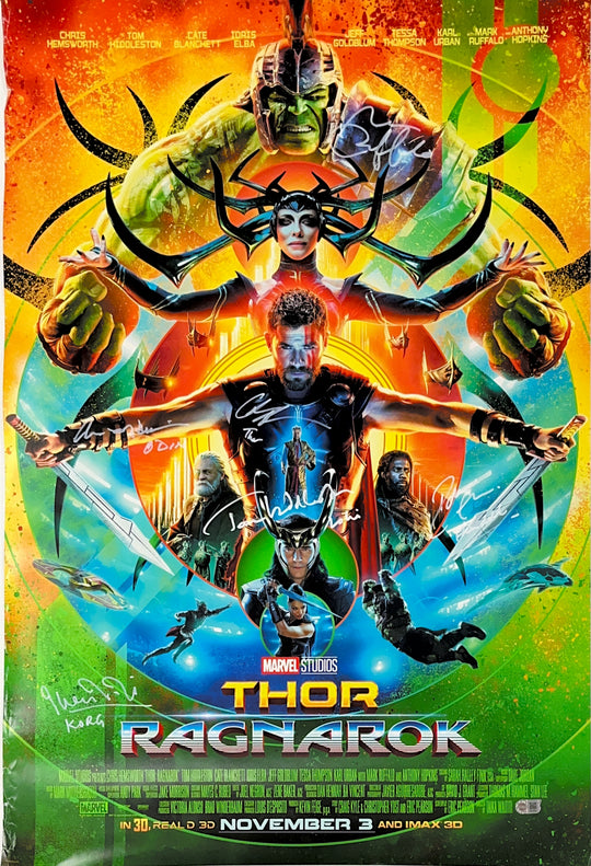 Thor Ragnarok Multi-Signed Cast Poster - SWAU Authenticated