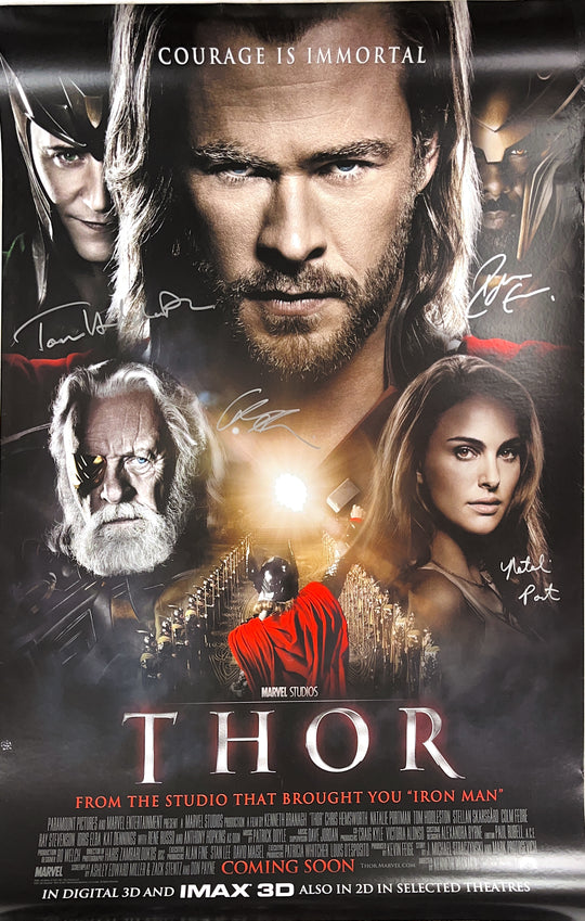 Thor Multi-Signed Cast Linen Backed Poster - SWAU Authenticated